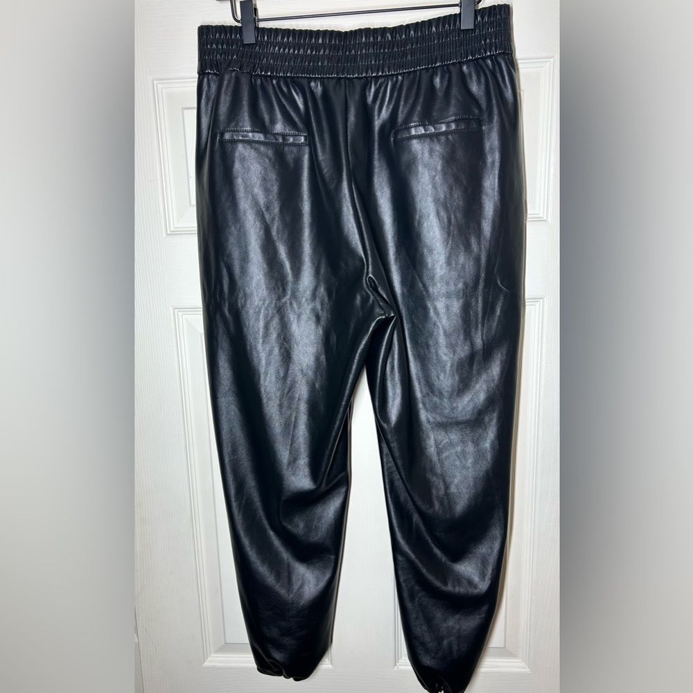 Womens Maison d’Amelie Black Faux Leather Joggers Size 12 Bikercore - Picture 9 of 13
